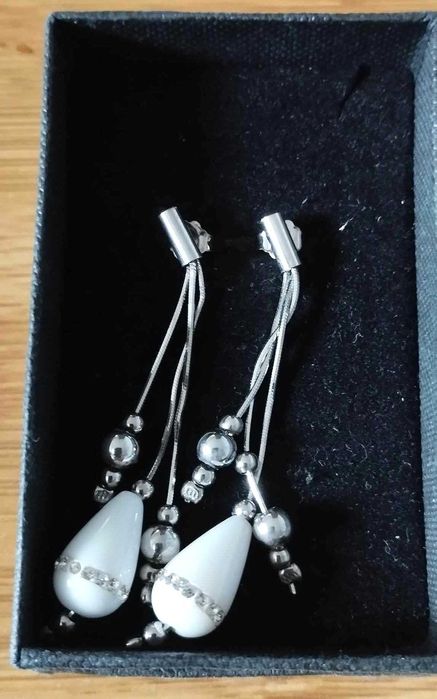 Елегантни висящи обеци, сребро 925