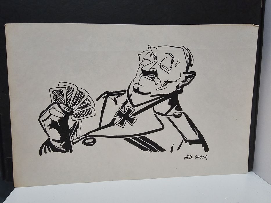 Schita grafica caricatura Nell Cobar-Ion Antonescu