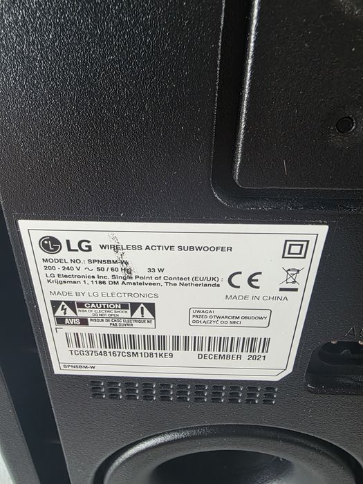 Vand subwoofer LG