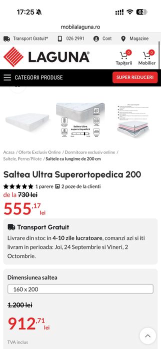 Saltea 160x200 super ortopedica
