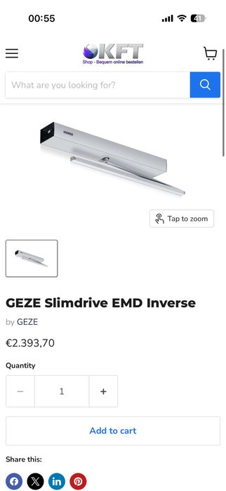 Sistem de actionare pentru usi batante cu 1 canat Slimdrive EMD Invers Nou