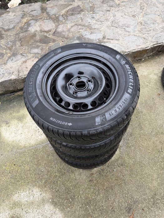 Cauciucuri iarna + jante 5x112, 195/65/15,Michelin alpin 6, stare buna