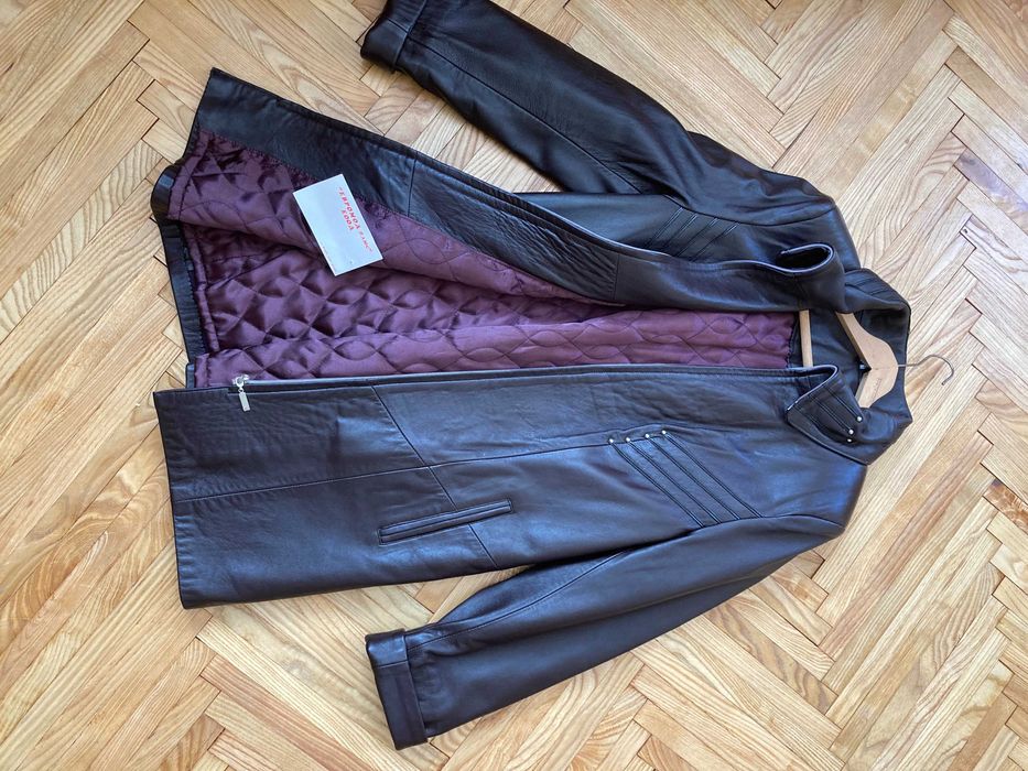 Дамско кожено яке от естествена телешка кожа -  Биели