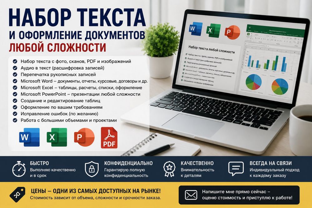 Набор текста  - быстро, качественно