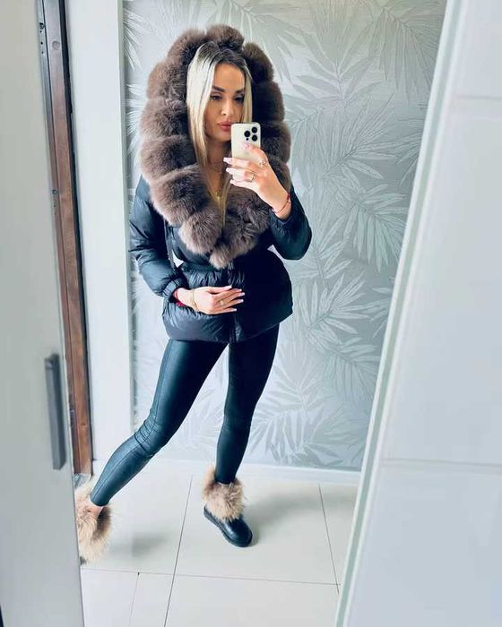 Дамско зимно яке естествен пух