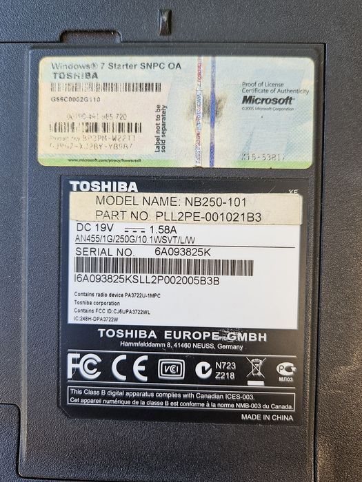 Lap Top Toshiba, в отлично състояние лаптоп , компютър  ,