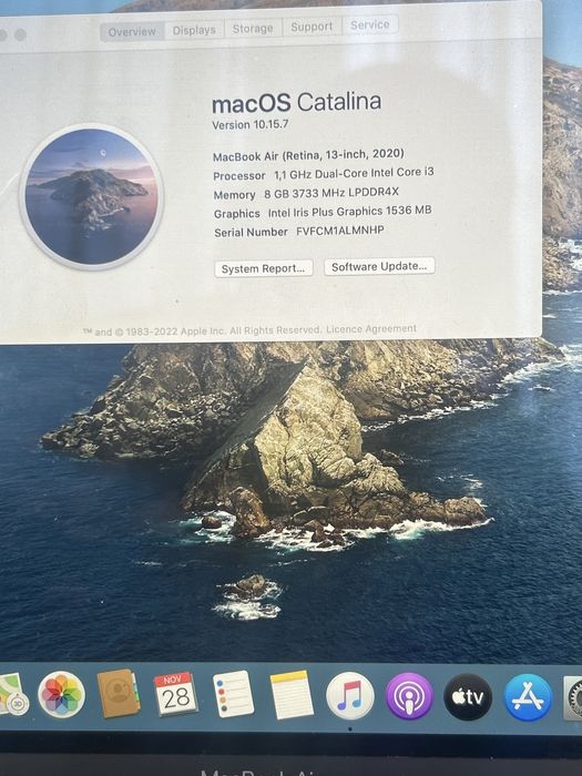 Macbook Air 2020  97% Bateria  8 GB RAM  256 GB