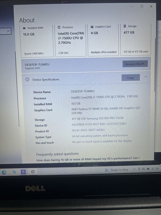 Vand laptop dell inspirion 5567