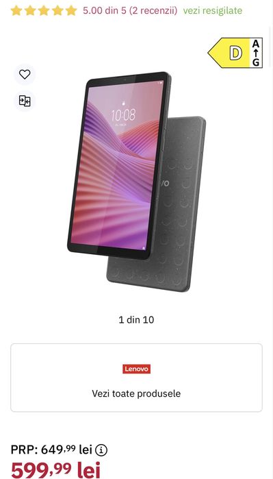 MDM vinde: Tableta Lenovo Tab One, 128GB, Luna Grey.