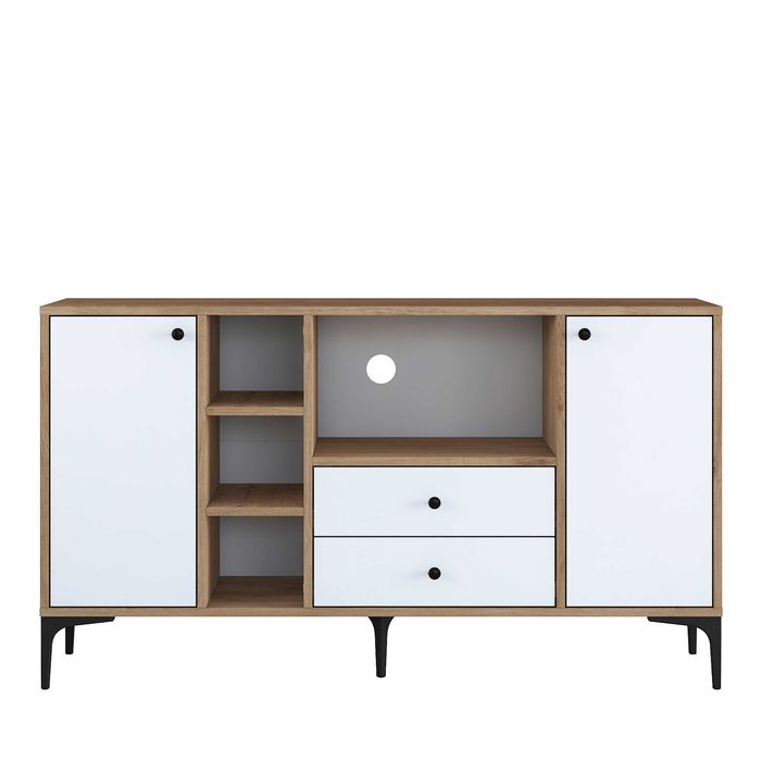 Кухненски шкаф Puzzle-home 3272, Цвят бял/орех, 140х40х78,6см.