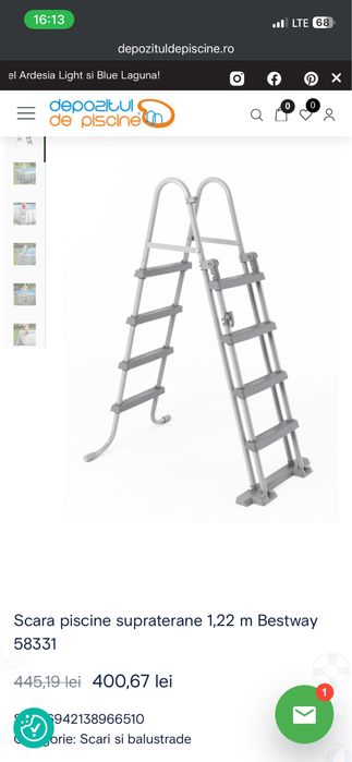 Scară Bestway pentru piscină 122 cm – Nouă, sigilată