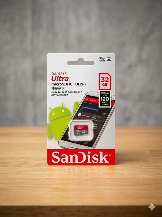 Новая карта памяти SanDisk Ultra microSDHC 32 ГБ (120 MB/s)