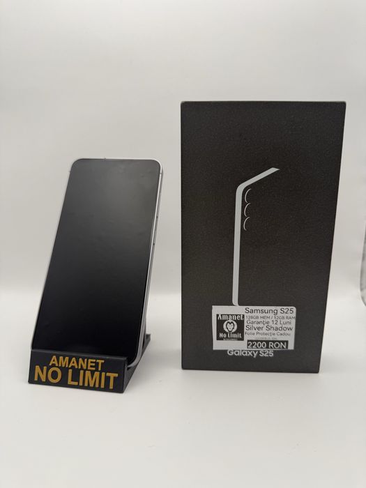Samsung S25 Silver 128GB Full Box Garantie 12 Luni Baterie 100% , AMANET NO LIMIT.