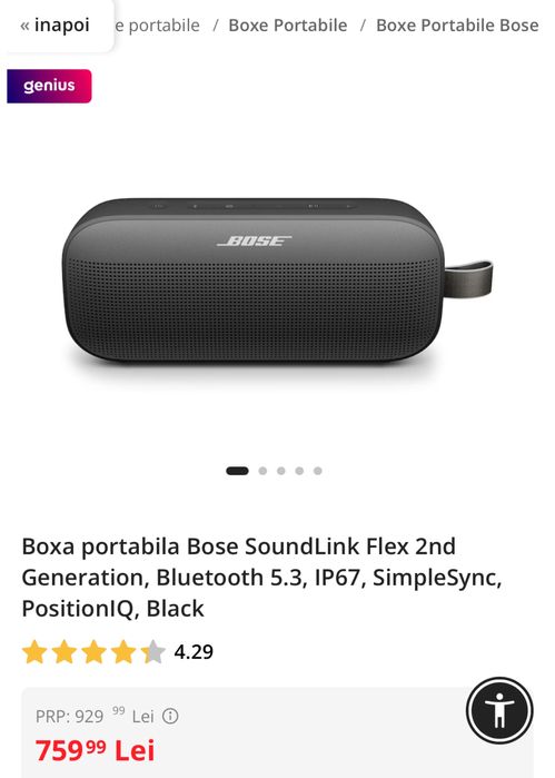 Bose SoundLink Flex 2nd Generation, sigilate, transport inclus