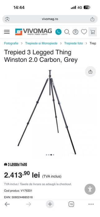Trepied profesional carbon 3 Legged Thing Wiston/Albert