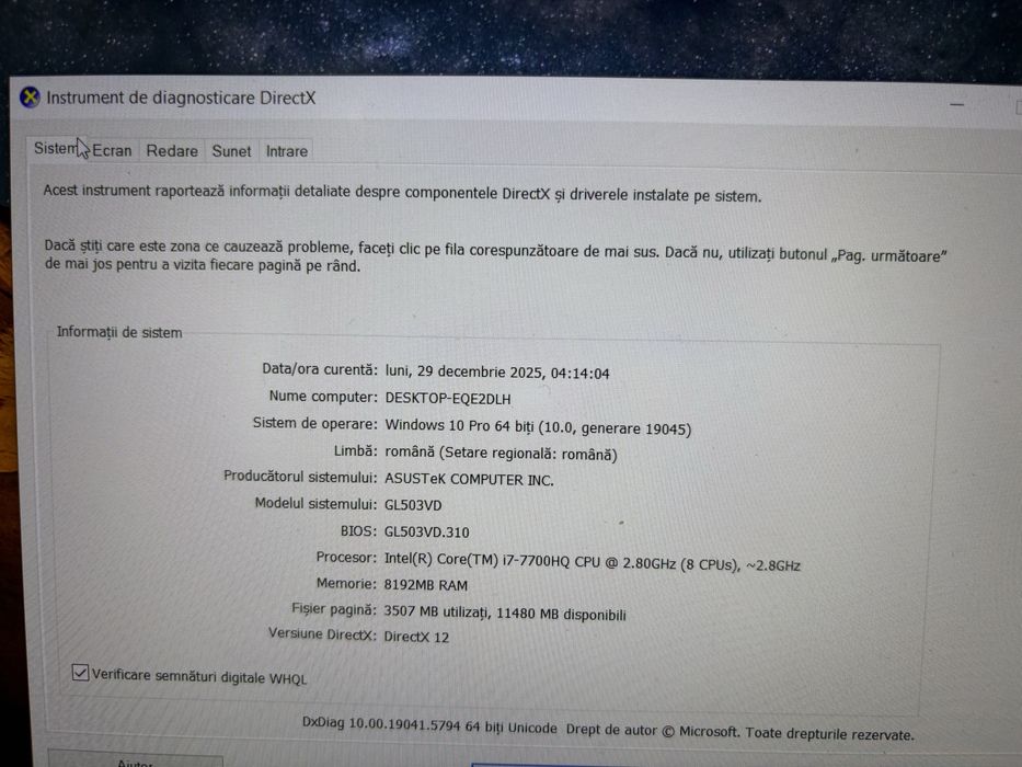 ASUS ROG Strix GL503 -i7, GTX1050Ti, 16GB RAM, SSD+HDD, gaming