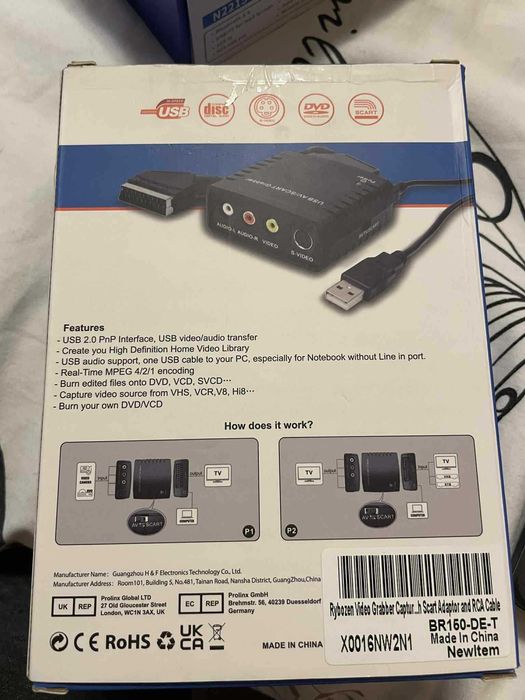 Digital USB VIDEO Adapter Grabber SCART VHS RCA DVD  конвертиране
