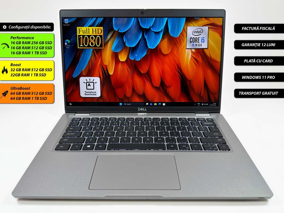 Laptop Dell Latitude Intel i5 1145G7 32 gb ram 256 gb ssd Ecran 14 inch Full HD Gama business ultrabook Windows 11 Factura si Garantie 1 an