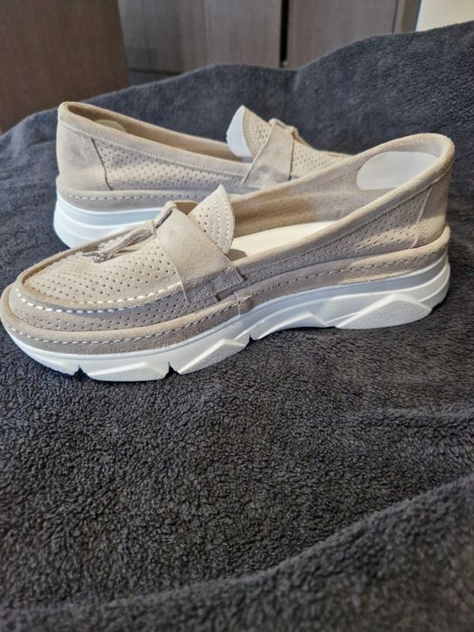 Дамски мокасини от естествен велур