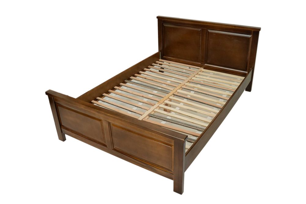 Pat lemn masiv de fag Marius, culoare nuc, 140x200 cm