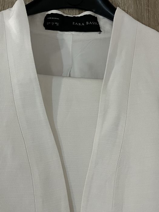 Zara costum sacou pantaloni alb S/M