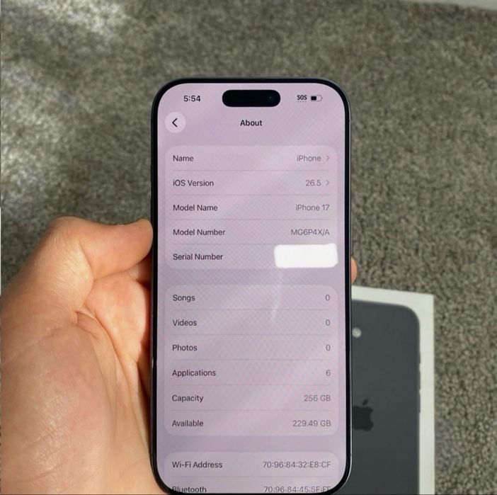 Vand Iphone 17 black 256gb