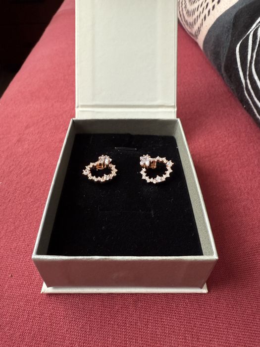 Cercei de argint suflati cu aur roze