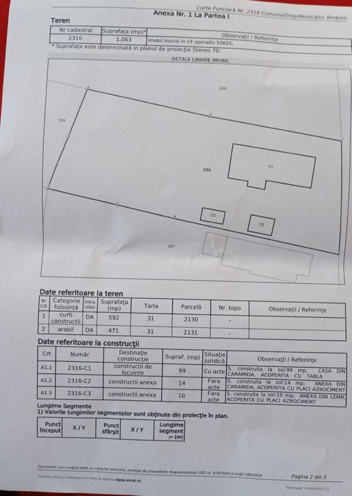 Vand Casa + Teren Intravilan 1063 mp în Brebeni la 10 min de Slatina, la asfalt
