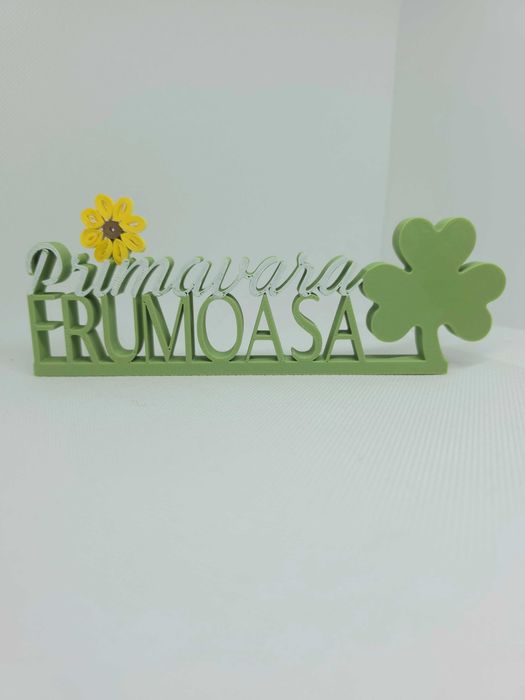 Decoratiune pentru noroc ”Primavara Frumoasa” cu trifoi si floare