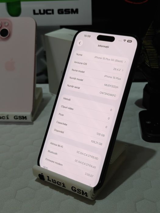 iPhone 15 Plus 5G (Black)128GB Deosebit Baterie 96%,  Ofertă Preț