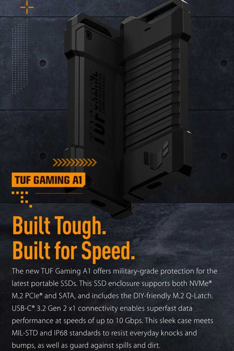 ASUS TUF Gaming A1 nvme SSD кутия за диск. IP68, в гаранция