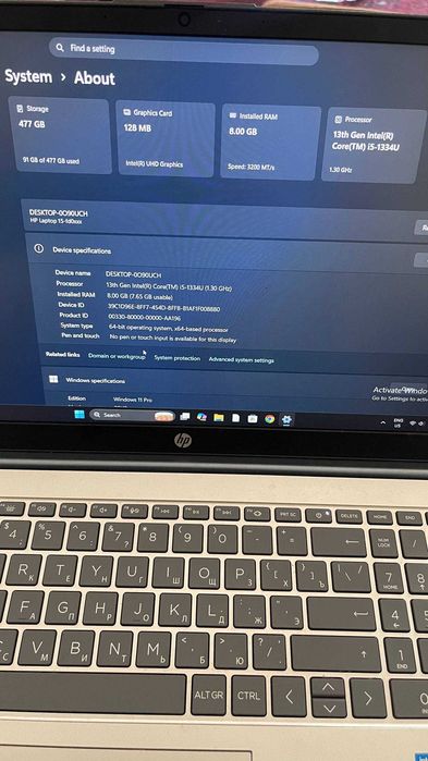 Hp laptop 8 gb / 512 gb