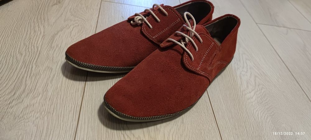 Pantofi grena bărbătești din piele întoarsă măsura 40
