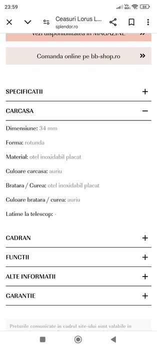 Ceas Lorus dama Quartz