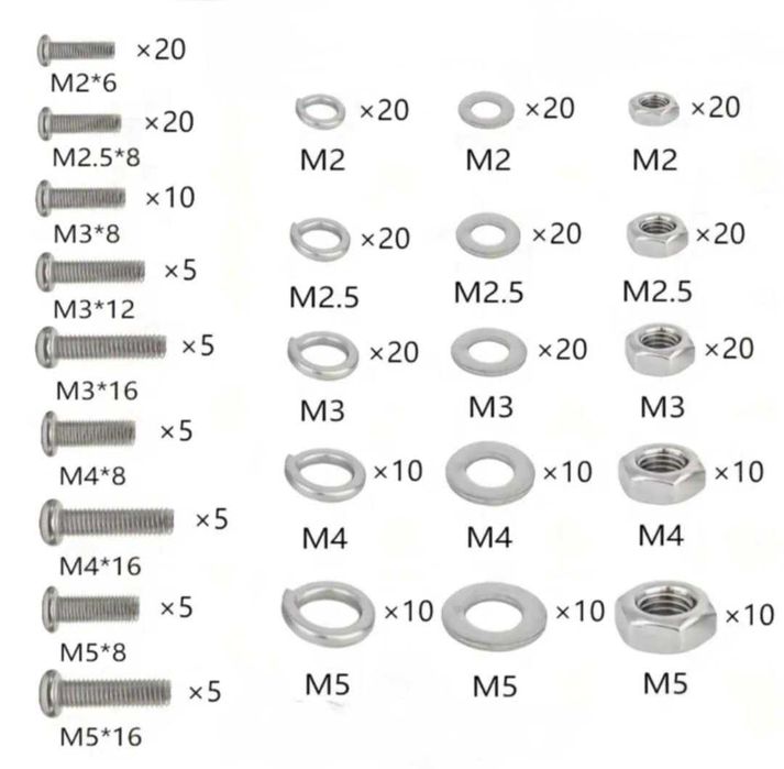 Set de 320 suruburi si piulite  hexagonale
