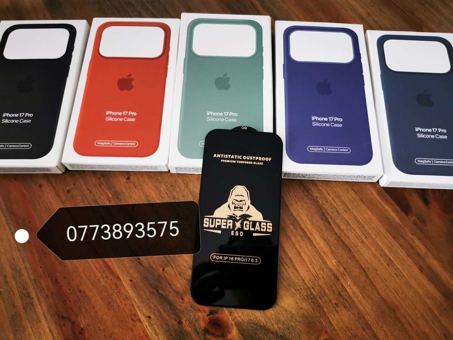 Husa silicon Magsafe + folie sticla ecran Iphone 17 / Air / Pro / MAx