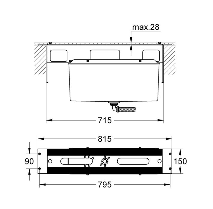 Grohe сантехника душевой смеситель для ванны+ монтажный ящик