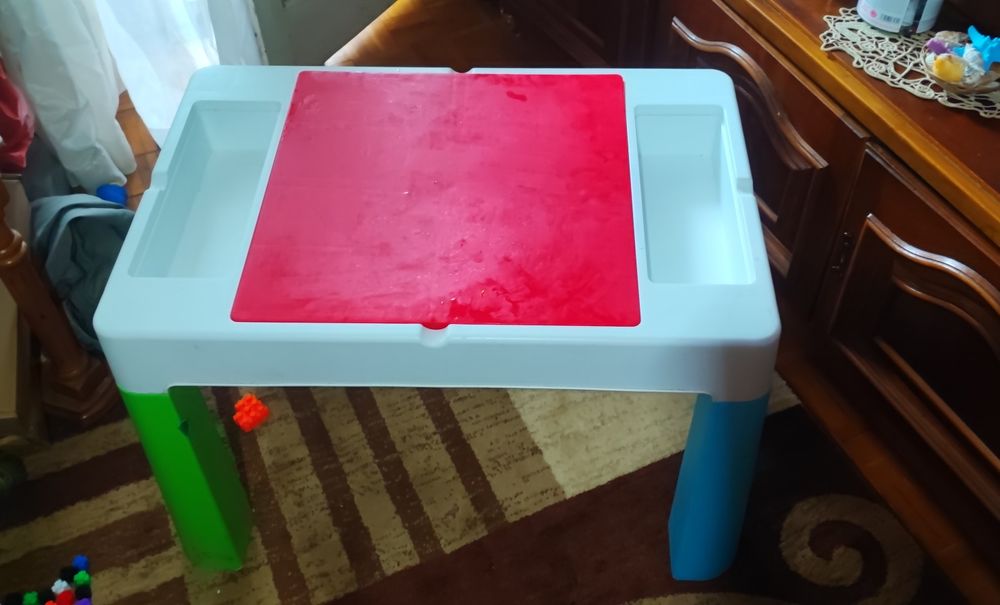 Măsuță cu scaun copii tip lego bebe activități depozitare jucării Masă