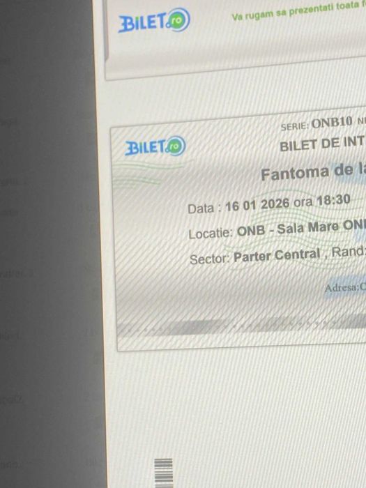 Vand 4 bilete Categoria 1 Fantoma de la Opera