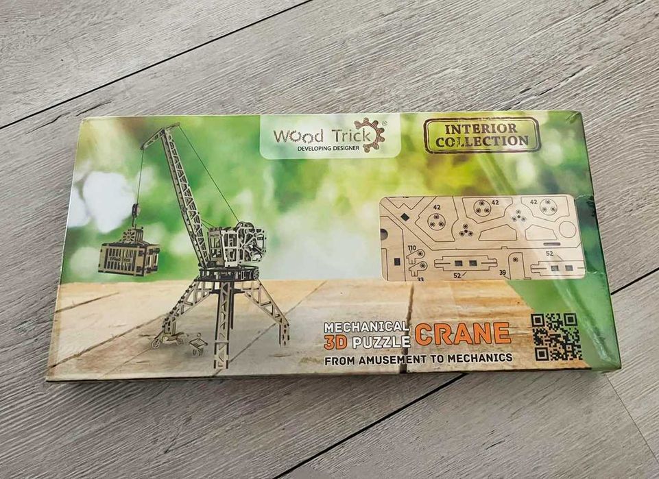 Дървен конструктор Кран Wood Trick Crane - механичен 3D ПЪЗЕЛ