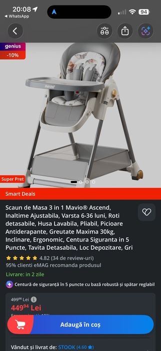 Scaun de masa bebe