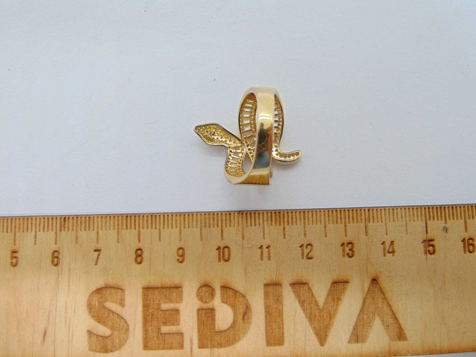 Inel sarpe din argint aurit si cubic zirconia