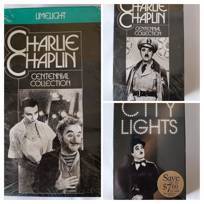 3Casete VHS sigilate Charlie Chaplin+aparat vi JVC+4casete de colecție