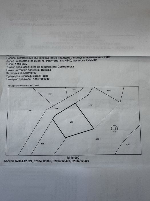 Парцел Цигов чарк 1250 Кв.м