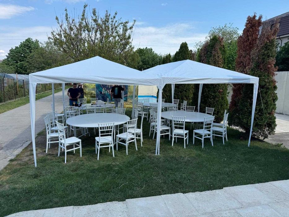 Pachet complet evenimente – cort profesional, mese și scaune