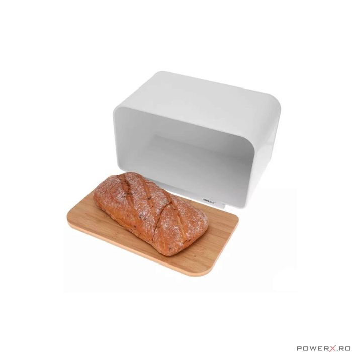 Cutie pentru paine, din oțel-bambus, alb, KingHoff