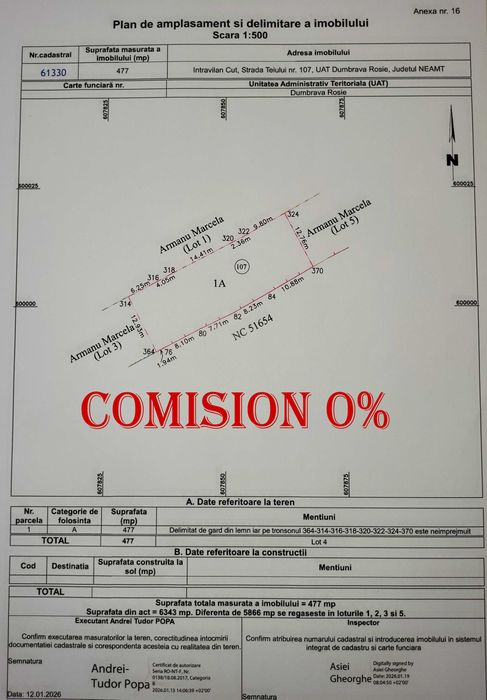 Teren de vanzare - Comision 0%