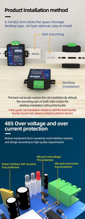 ZLAN5143K Serial Port Server RS485 to Ethernet