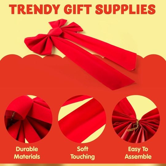 Set 12 funde Crăciun mari JOYIN, roșii, 40×23 cm