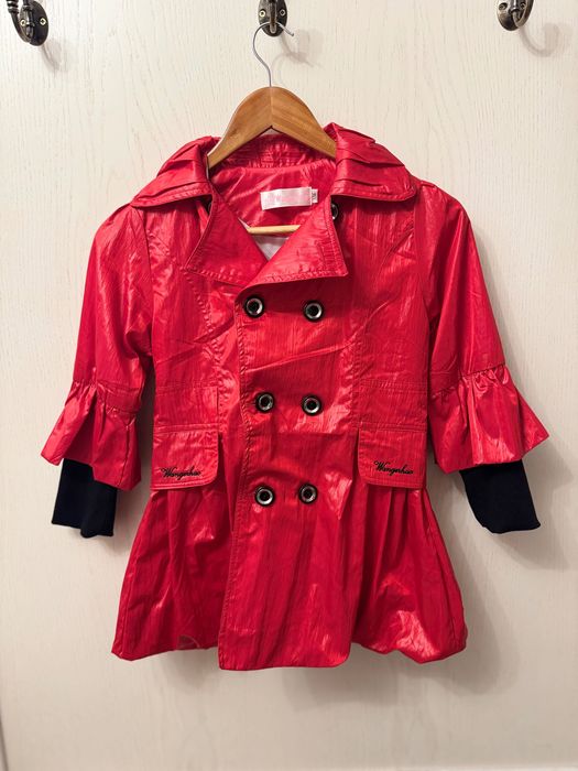 Trench roșu elegant fetiță, mărimea 130 (7-8 ani)